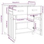 Buffet en pin massif gris clair/blanc avec 2 portes et 2 tiroirs, montage par 1 personne