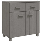 Buffet en pin massif gris clair/blanc avec 2 portes et 2 tiroirs, montage par 1 personne