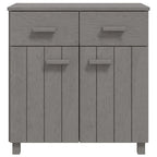 Buffet en pin massif gris clair/blanc avec 2 portes et 2 tiroirs, montage par 1 personne