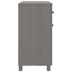 Buffet en pin massif gris clair/blanc avec 2 portes et 2 tiroirs, montage par 1 personne