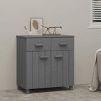 Buffet en pin massif gris clair/blanc avec 2 portes et 2 tiroirs, montage par 1 personne
