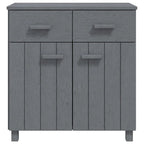 Buffet en pin massif gris clair/blanc avec 2 portes et 2 tiroirs, montage par 1 personne