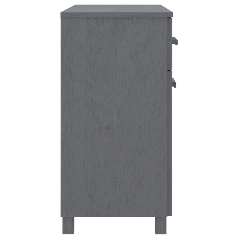 Buffet en pin massif gris clair/blanc avec 2 portes et 2 tiroirs, montage par 1 personne