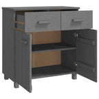 Buffet en pin massif gris clair/blanc avec 2 portes et 2 tiroirs, montage par 1 personne