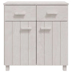 Buffet en pin massif gris clair/blanc avec 2 portes et 2 tiroirs, montage par 1 personne
