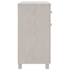 Buffet en pin massif gris clair/blanc avec 2 portes et 2 tiroirs, montage par 1 personne