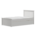 Lit jumeau gris en bois massif avec lit gigogne, pour 2 personnes