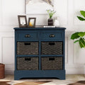 Meuble de rangement 2 tiroirs 4 paniers en rotin – Bleu marine vieilli / Gris-brun / Espresso / Blanc délavé / Blanc