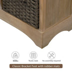 Meuble de rangement 2 tiroirs 4 paniers en rotin – Bleu marine vieilli / Gris-brun / Espresso / Blanc délavé / Blanc