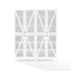 Ensemble de 2 armoires de rangement de style campagnard avec portes vitrées, blanc
