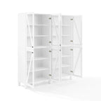 Ensemble de 2 armoires de rangement de style campagnard avec portes vitrées, blanc