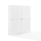 Ensemble de 2 armoires de rangement de style campagnard avec portes vitrées, blanc