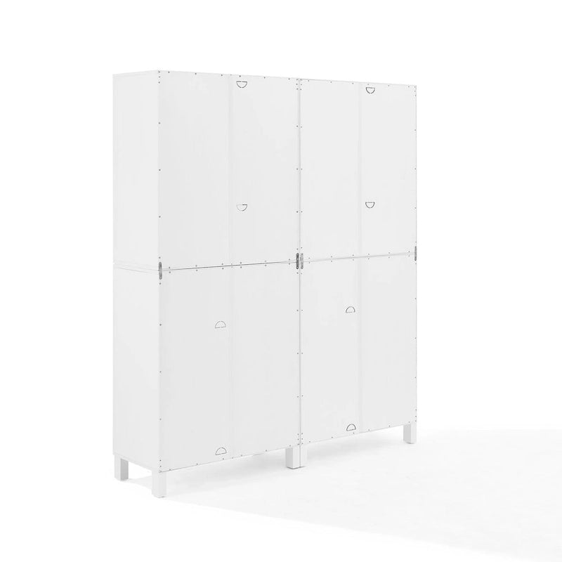 Ensemble de 2 armoires de rangement de style campagnard avec portes vitrées, blanc