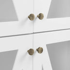 Ensemble de 2 armoires de rangement de style campagnard avec portes vitrées, blanc