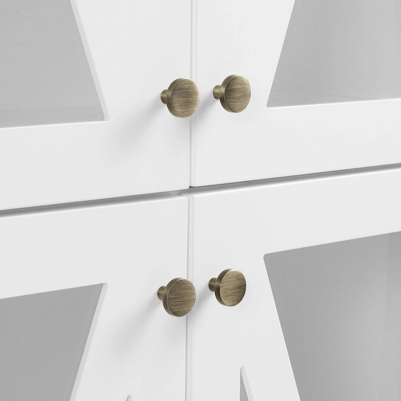 Ensemble de 2 armoires de rangement de style campagnard avec portes vitrées, blanc