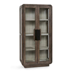 Vitrine en pin recyclé marron avec portes vitrées, 1 personne