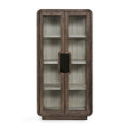 Vitrine en pin recyclé marron avec portes vitrées, 1 personne