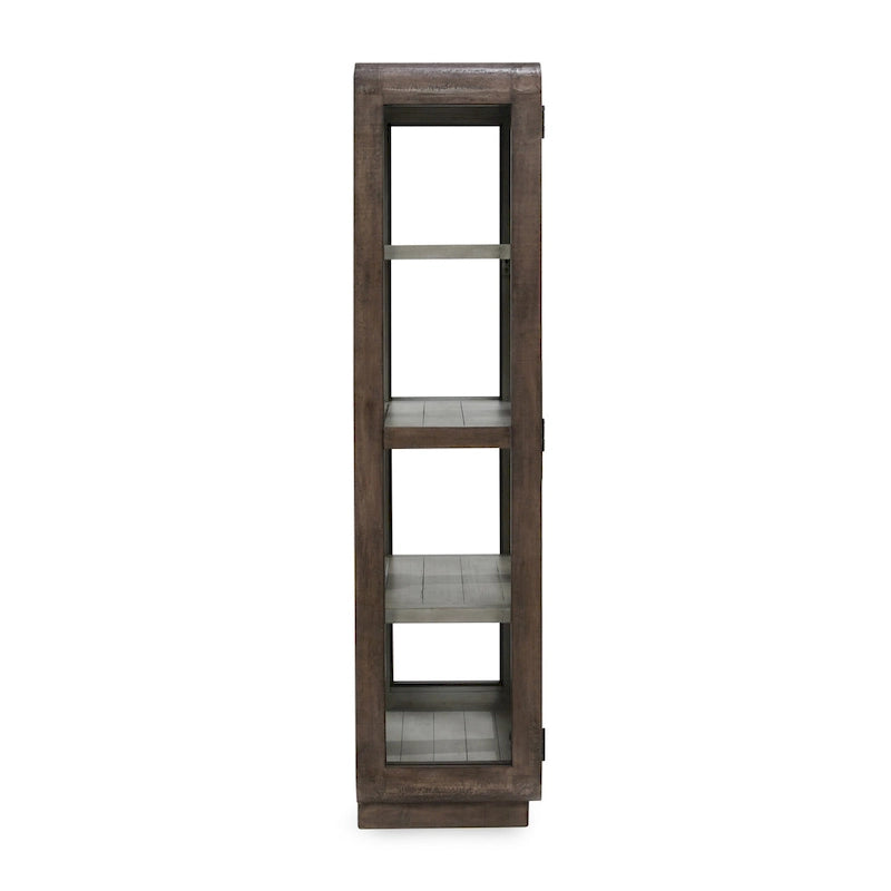 Vitrine en pin recyclé marron avec portes vitrées, 1 personne