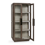 Vitrine en pin recyclé marron avec portes vitrées, 1 personne