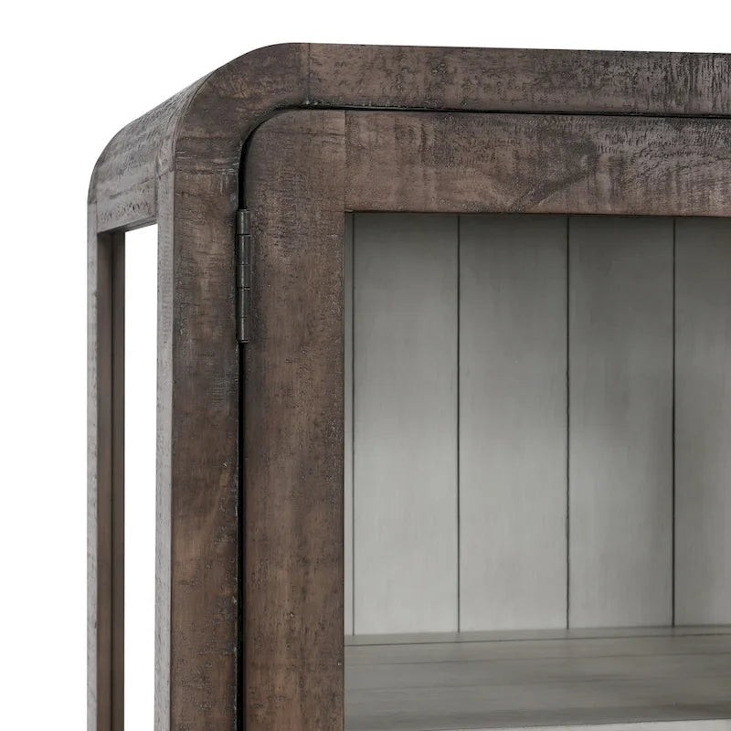 Vitrine en pin recyclé marron avec portes vitrées, 1 personne