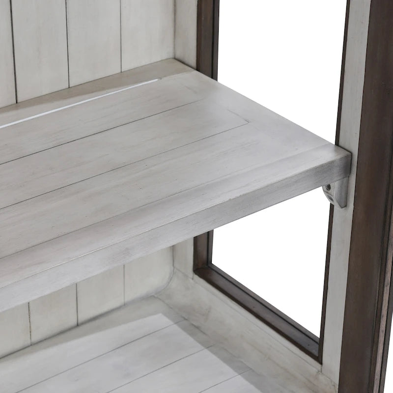 Vitrine en pin recyclé marron avec portes vitrées, 1 personne
