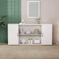 Meuble d'appoint en bois blanc et noir et brun avec 2 portes pleines et 1 porte vitrée