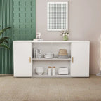 Meuble d'appoint en bois blanc et noir et brun avec 2 portes pleines et 1 porte vitrée