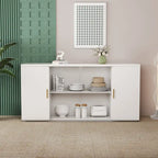 Meuble d'appoint en bois blanc et noir et brun avec 2 portes pleines et 1 porte vitrée