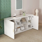 Meuble d'appoint en bois blanc et noir et brun avec 2 portes pleines et 1 porte vitrée