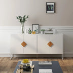 Buffet blanc 2 portes avec poignées carrées, 160/81 cm l