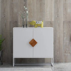 Buffet blanc 2 portes avec poignées carrées, 160/81 cm l