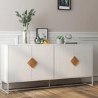 Buffet blanc 2 portes avec poignées carrées, 160/81 cm l