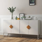Buffet blanc 2 portes avec poignées carrées, 160/81 cm l