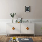 Buffet blanc 2 portes avec poignées carrées, 160/81 cm l