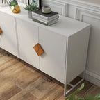 Buffet blanc 2 portes avec poignées carrées, 160/81 cm l