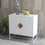 Buffet blanc 2 portes avec poignées carrées, 160/81 cm l
