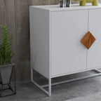 Buffet blanc 2 portes avec poignées carrées, 160/81 cm l