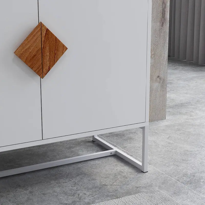 Buffet blanc 2 portes avec poignées carrées, 160/81 cm l