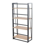 Bibliothèque ouverte à 4 étagères, noir/naturel, cadre en métal, unité simple