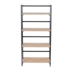 Bibliothèque ouverte à 4 étagères, noir/naturel, cadre en métal, unité simple