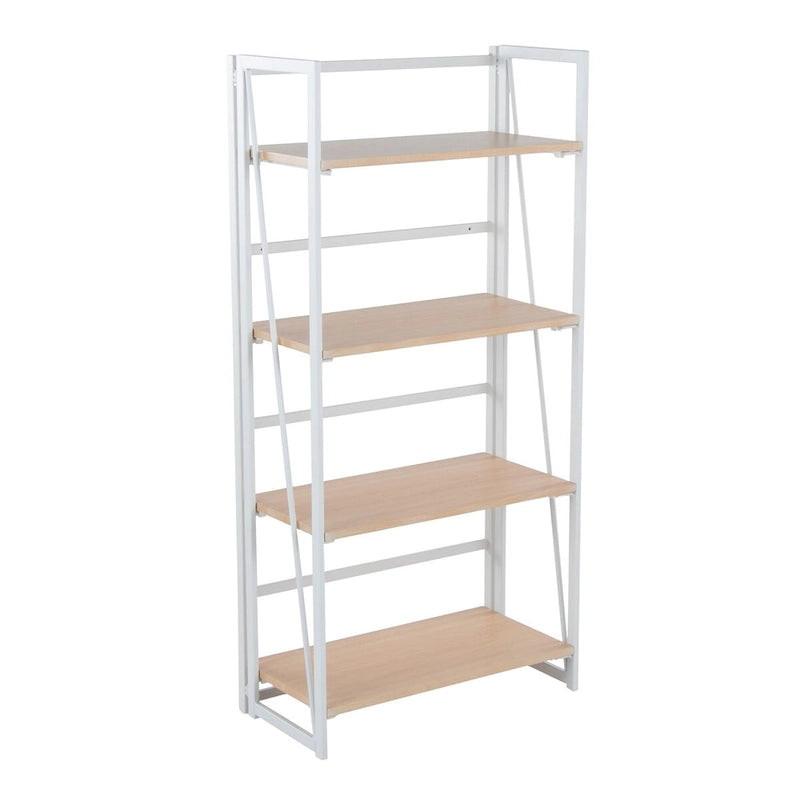 Bibliothèque ouverte à 4 étagères, noir/naturel, cadre en métal, unité simple