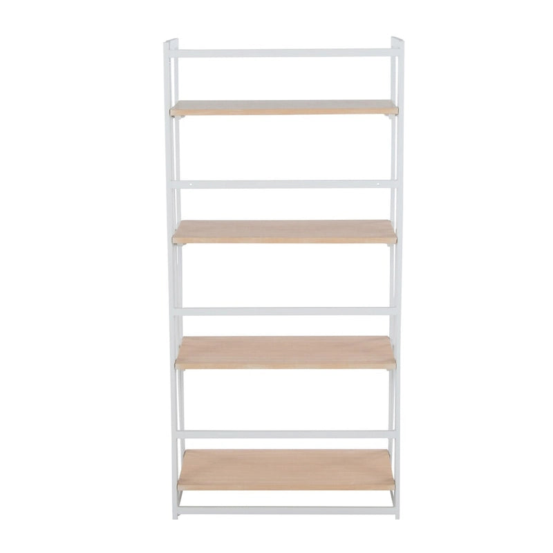 Bibliothèque ouverte à 4 étagères, noir/naturel, cadre en métal, unité simple