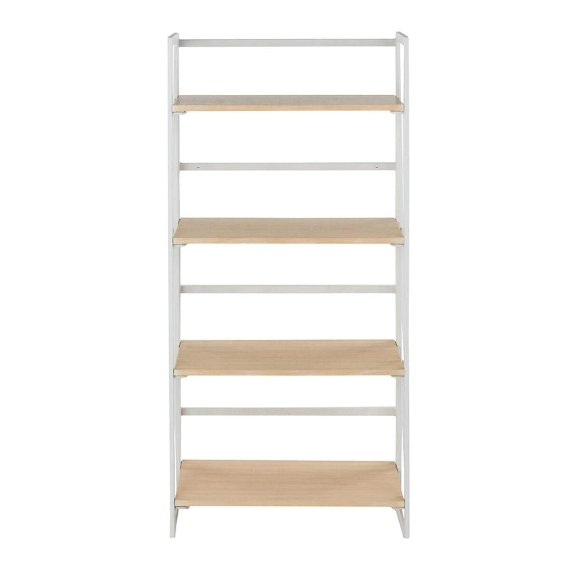 Bibliothèque ouverte à 4 étagères, noir/naturel, cadre en métal, unité simple