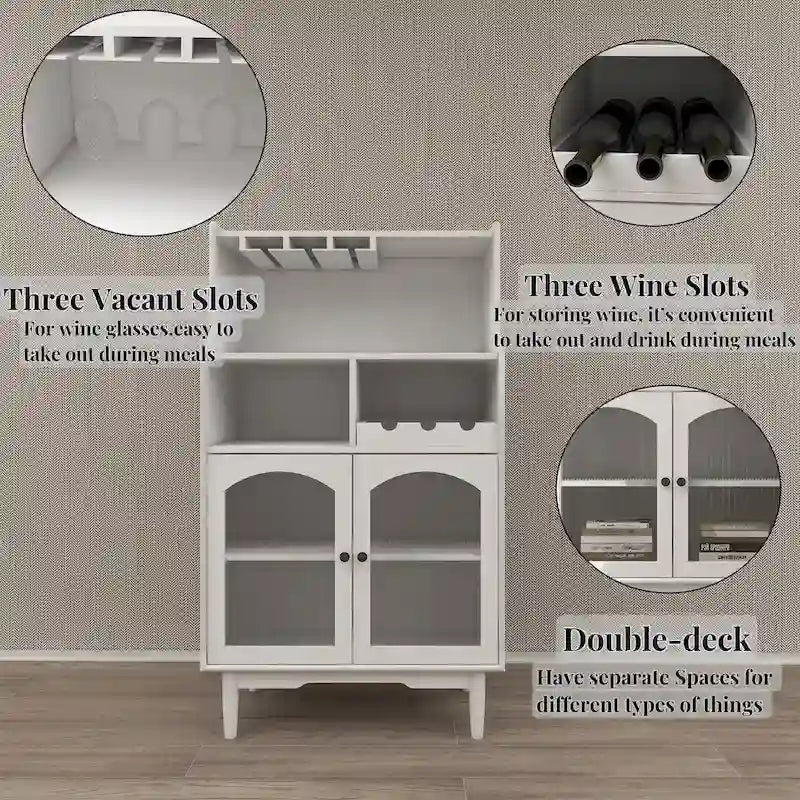 Meuble de bar blanc avec casier à vin et porte-verres
