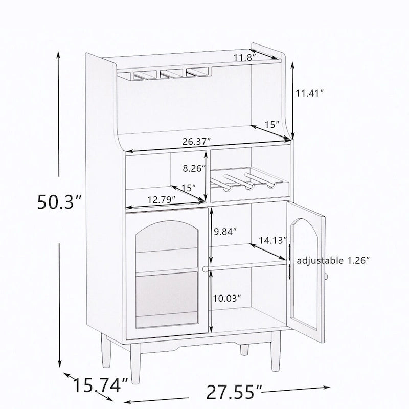 Meuble de bar blanc avec casier à vin et porte-verres