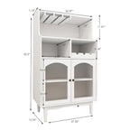 Meuble de bar blanc avec casier à vin et porte-verres