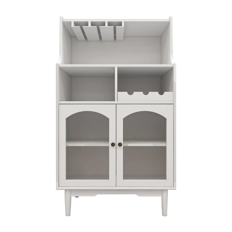 Meuble de bar blanc avec casier à vin et porte-verres