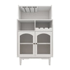 Meuble de bar blanc avec casier à vin et porte-verres