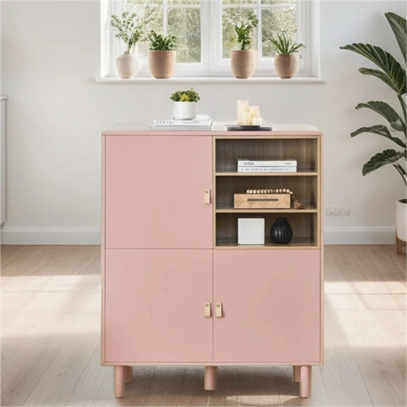 Buffet moderne blanc/bleu/rose avec pieds ronds – 1 unité