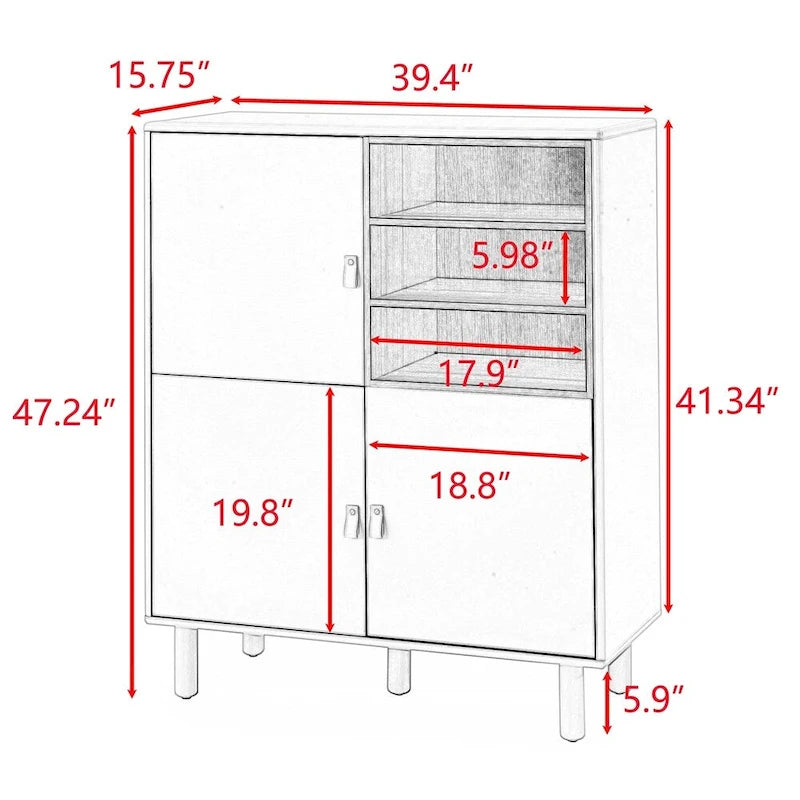 Buffet moderne blanc/bleu/rose avec pieds ronds – 1 unité